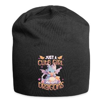 Just a cute Girl who loves Dragons - Kawaii Dragon - Jersey Beanie - black - Front