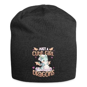 Just a cute Girl who loves Dragons - Kawaii Dragon - Jersey Beanie - charcoal grey - Front