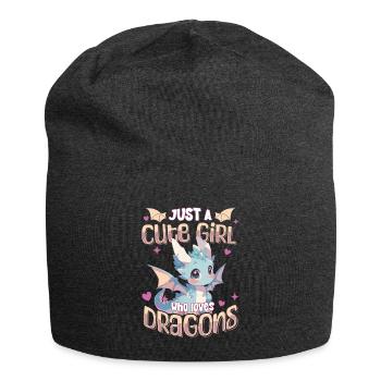 Just a cute Girl who loves Dragons - Kawaii Dragon - Jersey Beanie - charcoal grey - Front