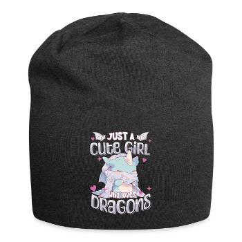 Just a cute Girl who loves Dragons - Kawaii Drache - Jersey-Beanie - Anthrazit - Vorne