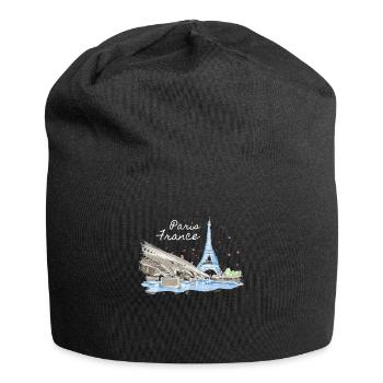 Paris France Frankreich Eiffelturm - Jersey-Beanie - Schwarz - Vorne