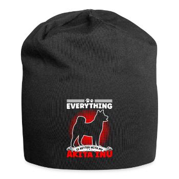 Better with Akita Inu Japanese Akita Inu - Jersey Beanie - black - Front