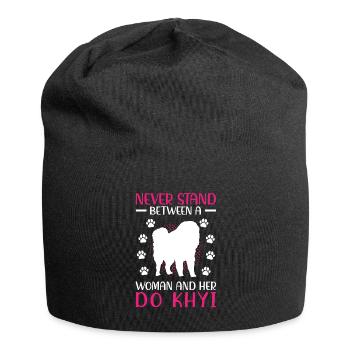 Femme et son Dogue tibétain Do Khyi - Bonnet en jersey - noir - Devant