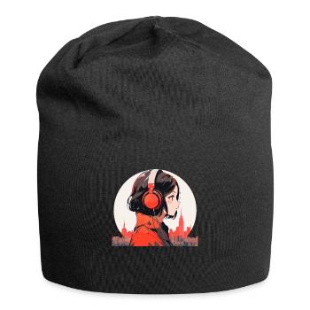 Vintage Japanisch Ästhetik Otaku Anime Girl - Jersey-Beanie - Schwarz - Vorne