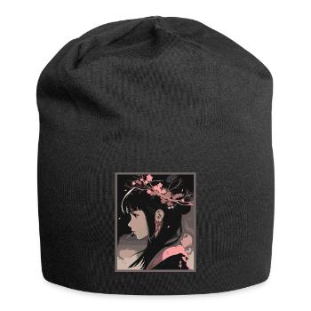 Vintage Japanisch Ästhetik Otaku Anime Girl - Jersey-Beanie - Schwarz - Vorne