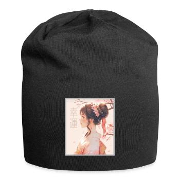Vintage Japanisch Ästhetik Otaku Anime Girl - Jersey-Beanie - Schwarz - Vorne
