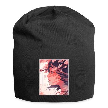 Vintage Japanisch Ästhetik Otaku Anime Girl - Jersey-Beanie - Schwarz - Vorne