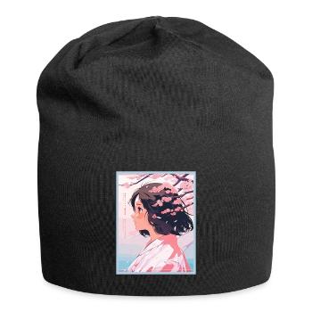 Vintage Japanisch Ästhetik Otaku Anime Girl - Jersey-Beanie - Schwarz - Vorne