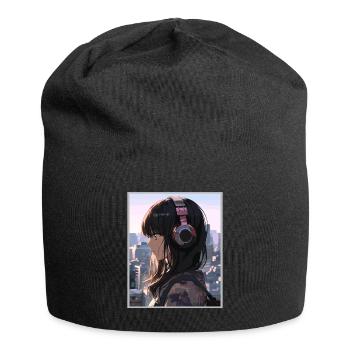 Vintage Japanisch Ästhetik Otaku Anime Girl - Jersey-Beanie - Schwarz - Vorne