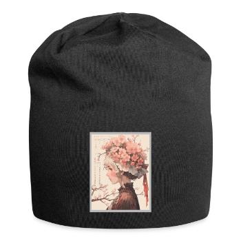 Vintage Japanisch Ästhetik Otaku Anime Girl - Jersey-Beanie - Schwarz - Vorne