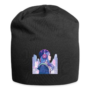Esthétique japonaise vintage Otaku Anime Girl - Bonnet en jersey - noir - Devant