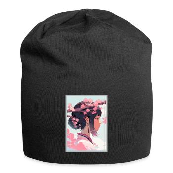 Vintage Japanisch Ästhetik Otaku Anime Girl - Jersey-Beanie - Schwarz - Vorne