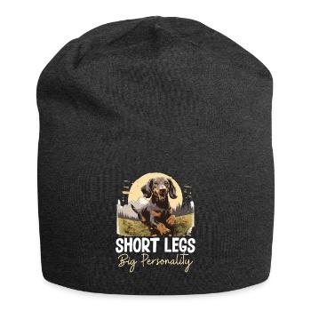 Dachshund wiener sausage dog Short legs - Jersey Beanie - charcoal grey - Front