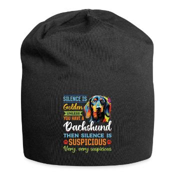 Dachshund wiener sausage dog Silence is Golden - Jersey-Beanie - Schwarz - Vorne