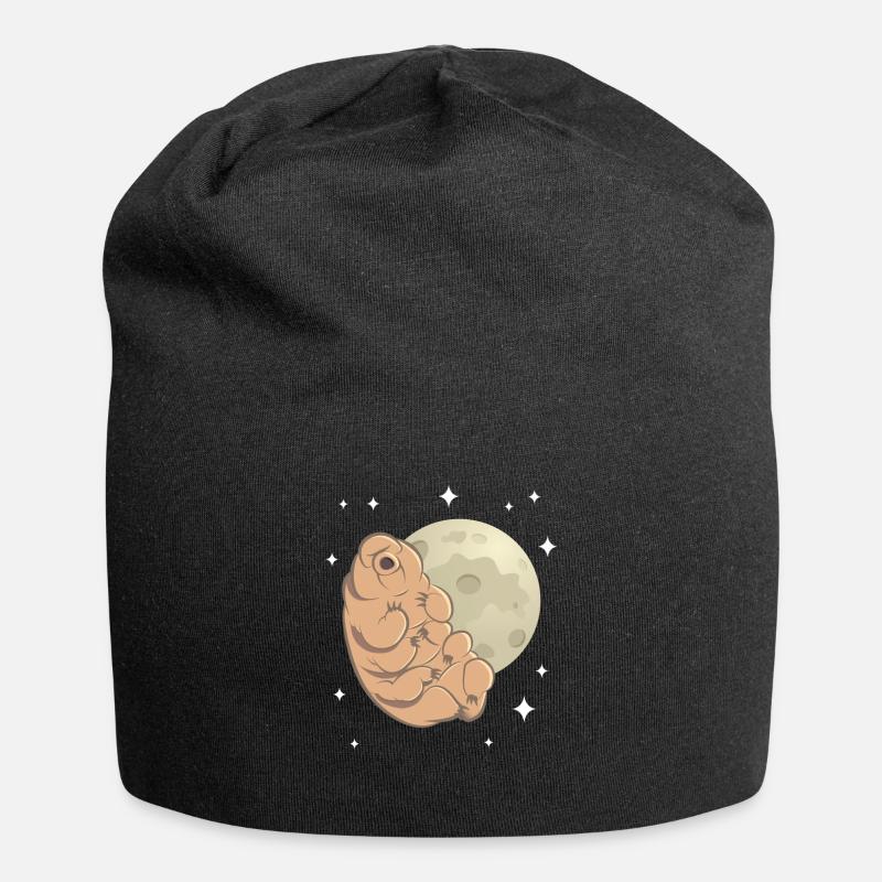 Bärtierchen Mond Sterne Weltraum - Jersey-Beanie - Schwarz