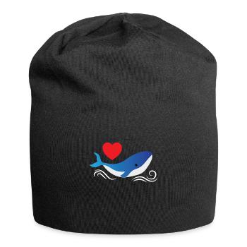 Baleine Bleue Coeur Baleine Mer - Bonnet en jersey - noir - Devant