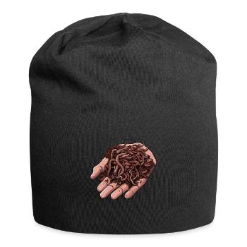 Earthworm -Handworm -Farmer -Worm - Jersey Beanie - black - Front