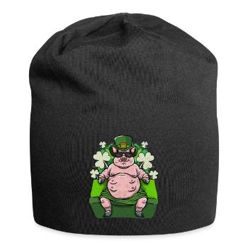 Irisches Glücksschwein - Jersey-Beanie - Schwarz - Vorne