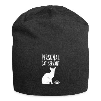 Lustige Katze Sklave Katze Diener Geschenk Katzen - Jersey-Beanie - Anthrazit - Vorne