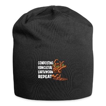 Earthworm Vermicompost Worm Farmer's Worm - Jersey Beanie - black - Front