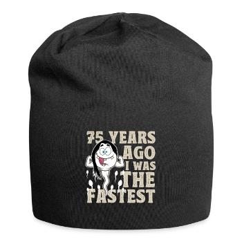 75. Geburtstag 75 Jahre War Ich Mal Der Schnellste - Jersey-Beanie - Schwarz - Vorne
