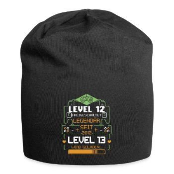 Level 12 Freigeschaltet Level 13 wird geladen - Jersey-Beanie - Schwarz - Vorne