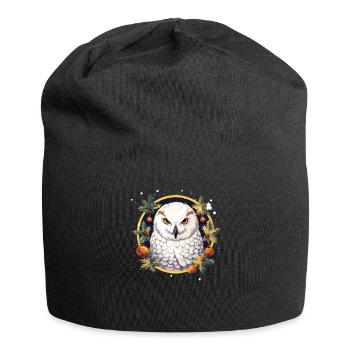 Harfang des neiges Noël ornement, aime les hiboux - Bonnet en jersey - noir - Devant