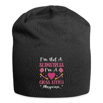 Point de broderie amusant au point de croix - Bonnet en jersey - noir - Devant