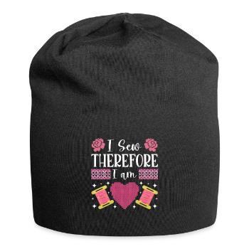 Point de croix amusant avec force de broderie. - Bonnet en jersey - noir - Devant