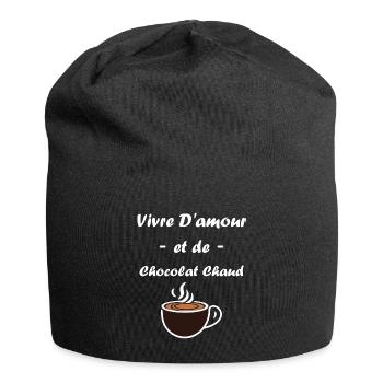 Humour petit chocolat chaud - Bonnet en jersey - noir - Devant