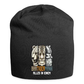 Bärtigermann Bär Tiger Mann Geschenk Bart - Jersey-Beanie - Schwarz - Vorne