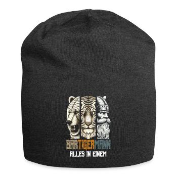 Bärtigermann Bär Tiger Mann Geschenk Bart - Jersey-Beanie - Anthrazit - Vorne