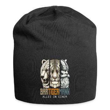 Bärtigermann Bär Tiger Mann Geschenk Bart - Jersey-Beanie - Schwarz - Vorne