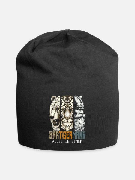 Bärtigermann Bär Tiger Mann Geschenk Bart - Jersey-Beanie - Schwarz