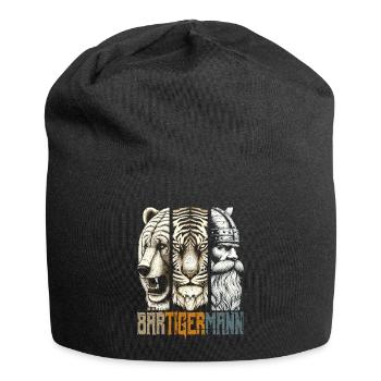 Bärtigermann Bär Tiger Mann Geschenk Bart - Jersey-Beanie - Schwarz - Vorne
