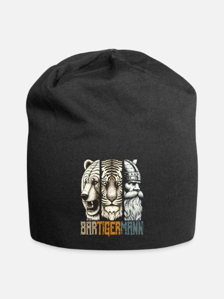 Bärtigermann Bär Tiger Mann Geschenk Bart - Jersey-Beanie - Schwarz