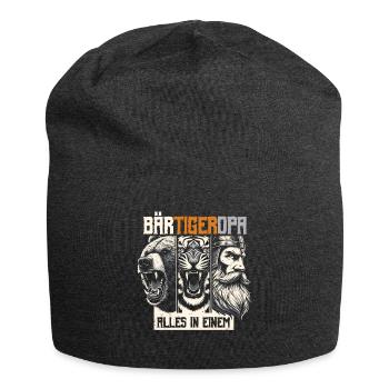 BärtigerOpa Bär Tiger Opa Geschenk Bart Bartträger - Jersey-Beanie - Anthrazit - Vorne