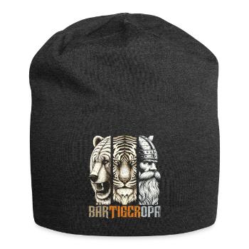 BärtigerOpa Bär Tiger Opa Geschenk Bart Bartträger - Jersey-Beanie - Anthrazit - Vorne