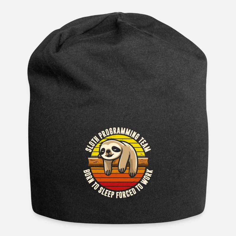 Sloth Programming Team T-Shirt - Jersey Beanie - black