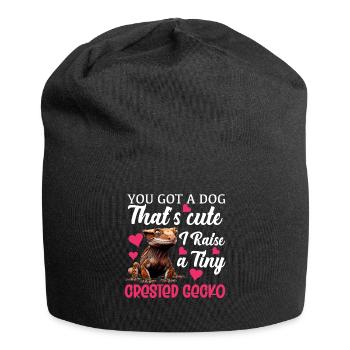 Crested Gecko Men Women Lizard Eyelash Gecko - Jersey Beanie - black - Front