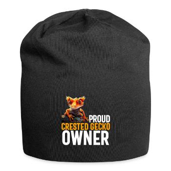 Crested Gecko Men Women Lizard Eyelash Gecko - Jersey Beanie - black - Front