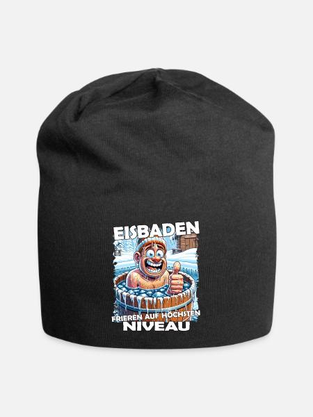 Eisbaden Winterbaden Lustig - Jersey-Beanie - Schwarz