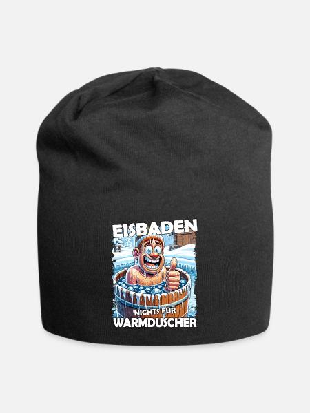Eisbaden Winterbaden Lustig - Jersey-Beanie - Schwarz