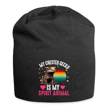 Crested Gecko Men Women Lizard Eyelash Gecko - Jersey Beanie - black - Front