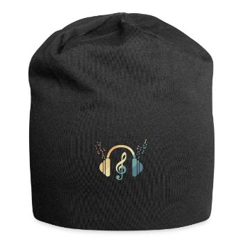 Kopfhörer Notenschlüssel Musik Musikton - Jersey-Beanie - Schwarz - Vorne