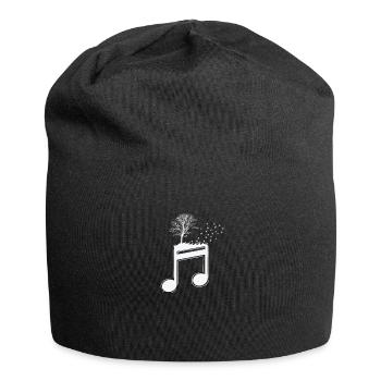 Musiknoten mit Baum und Vögel Musik - Jersey-Beanie - Schwarz - Vorne