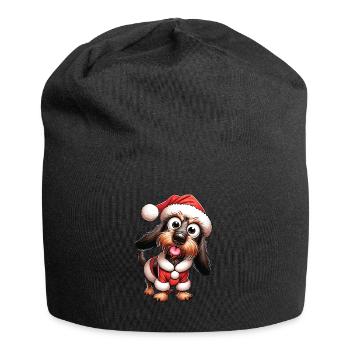 Teckel à poil dur Noël - Bonnet en jersey - noir - Devant
