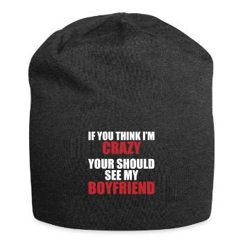 Freund? Verrückt & faszinierend! - Jersey-Beanie - Anthrazit - Vorne