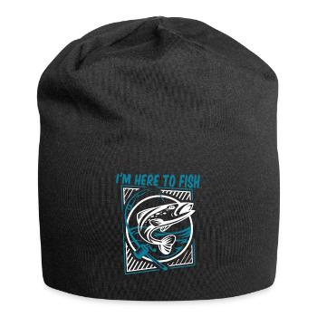Je suis ici pour pêcher, pêcheur au fil, pêcheur en haute mer, pêcheur à la ligne - Bonnet en jersey - noir - Devant