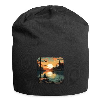 Angeln Freizeit Besinnliche Stille Naturerlebnis - Jersey-Beanie - Schwarz - Vorne